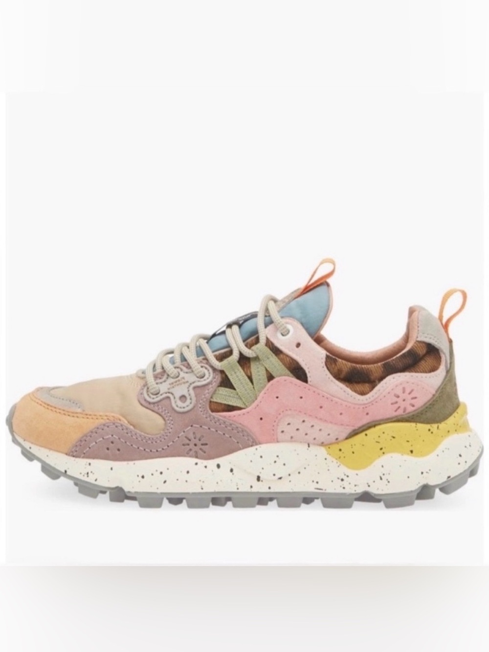 NWT Flower Mountain Yamano 3 Sneaker in Leopard- Light Mustard - Grey - Cipria